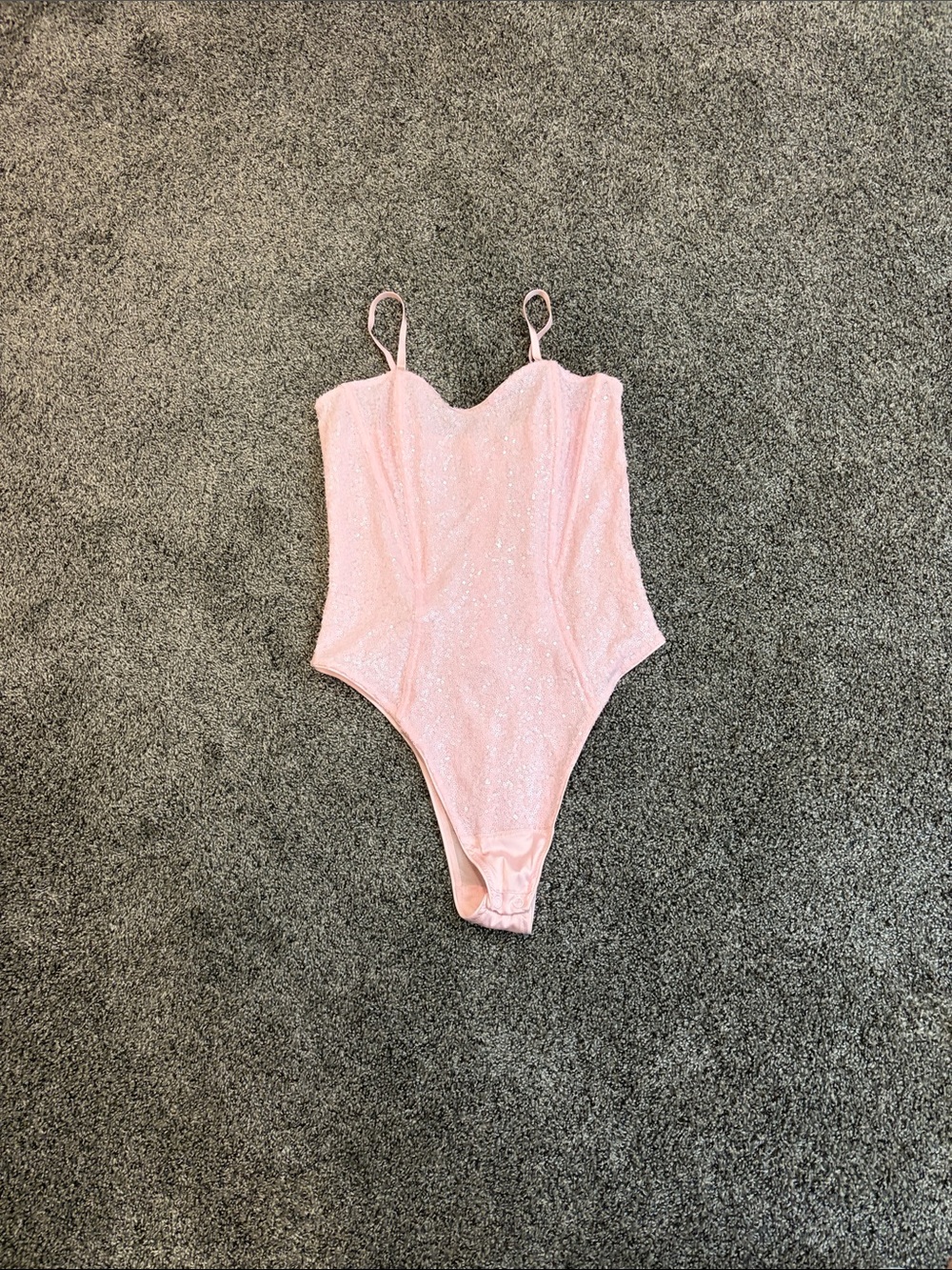 Victoria's Secret Sparkle Light Pink One-Piece Bodysuit